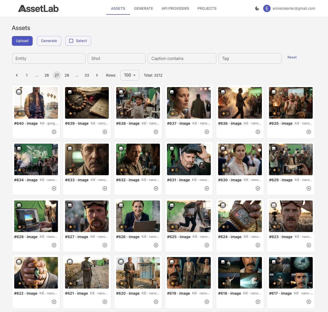 asset-lab — generated asset library grid