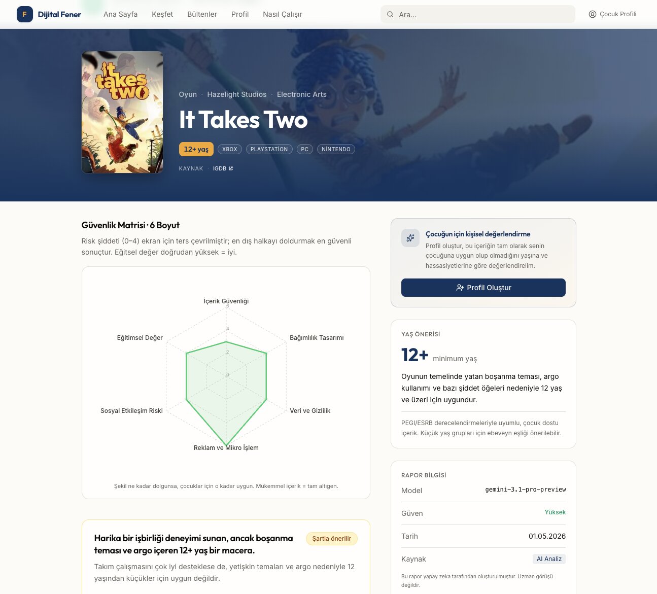 dijital-fener — multi-dimensional game safety rating